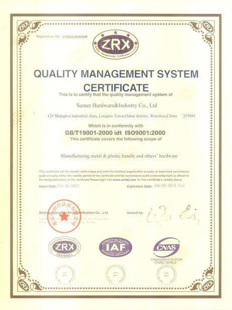 China Sumer (Beijing) International Trading Co., Ltd. Certificaciones