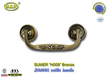 El ataúd del metal de Zamak del alto rendimiento maneja color del bronce de la antigüedad de Rod H009 de la talla 19*7cm